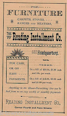 Reading Installment Company Furniture Store Antique Graphic Advertising Print - K-townConsignments