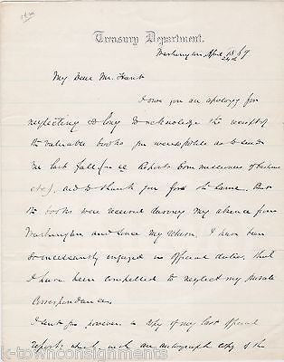 DAVID WELLS EARLY AMERICAN ECONOMIST ANTIQUE AUTOGRAPH SIGNED FREE TRADE LETTER - K-townConsignments