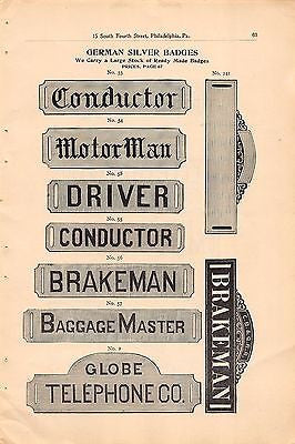 GERMAN RAILROAD METAL SIGN BADGES ANTIQUE SALES CATALOG ADVERTISING PAGE - K-townConsignments