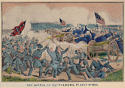 BATTLE OF GETTYSBURG PENNSYLVANIA VINTAGE CIVIL WAR SOLDIER GRAPHIC POSTER PRINT - K-townConsignments