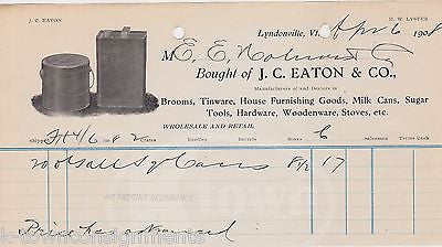 J. C. EATON LYNDONVILLE VERMONT TINWARES ANTIQUE GRAPHIC ADVERTISING STATIONERY - K-townConsignments