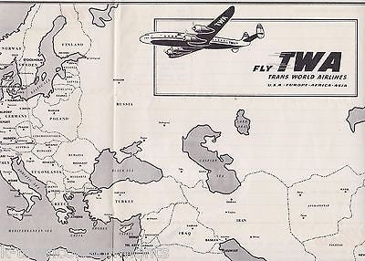 TWA TRANS WORLD AIRLINES VINTAGE UNUSED ITINERARY GRAPHIC ADVERTISING SHEET - K-townConsignments