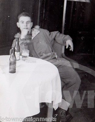 WWII BOMBER PILOT ENJOYING A DRINK VINTAGE WWII SNAPSHOT PHOTOGRAPH - K-townConsignments