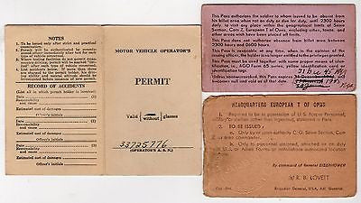 WWII SOLDIER PARIS ASSIGNMENT EUROPEAN THEATRE & DRIVER'S LICENSE CARDS 1944 - K-townConsignments