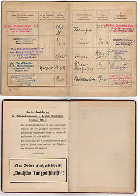 WWII BERLIN GERMANY ART DEALER ORIGINAL WORK PASSPORT TRAVEL DOCUMENTS 1935-1939 - K-townConsignments