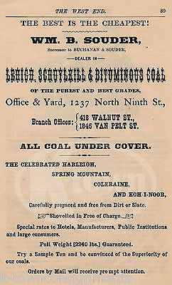 SOUDER LEHIGH SCHUYKILL BITUMINOUS COAL PHILA PA ANTIQUE ADVERTISING PRINT PAGE - K-townConsignments