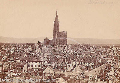 STRASBOURG CATHEDRAL FRANCE ANTIQUE CITYSCAPE PHOTOGRAPH ON BOARD - K-townConsignments