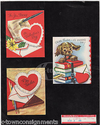 CUTEPUPPY DOG FOR TEACHER VINTAGE VALENTINE'S DAY GREETING CARD SALES DISPLAY - K-townConsignments