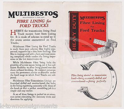 MULTIBESTOS FORD TRUCK TRANSMISSION LINING ANTIQUE GRAPHIC ADVERTISING FLYER - K-townConsignments