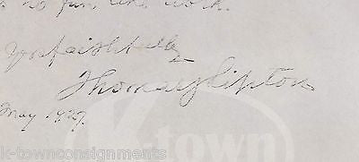 THOMAS LIPTON TEA FOUNDER & AMERICA'S CUP YACHTSMAN ANTIQUE AUTOGRAPH SIGNATURE - K-townConsignments