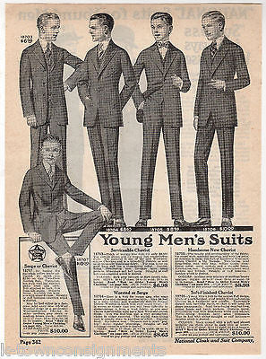 NATIONAL CLOAK & SUIT COMPANY YOUNG MENS FASHIONS ANTIQUE ADVERTISING PRINT - K-townConsignments