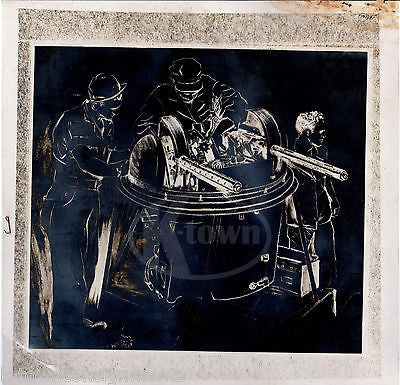 ASSEMBLING WWII BOMBER GUN TURRET VINTAGE PROPAGANDA ART SLIDE TRANSPARENCY - K-townConsignments