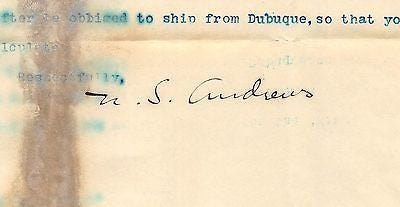 NS ANDREWS DAIRY CREAMERY DUBUQUE IOWA ANTIQUE SIGNED FARM ADVERTISING LETTER - K-townConsignments