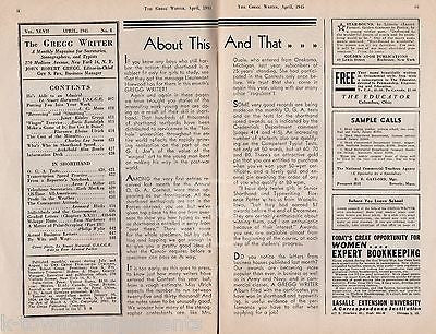 GREGG WRITER MAGAZINE VINTAGE STENOGRAPHERS & TYPISTS WWII MAGAZINE APRIL 1945 - K-townConsignments
