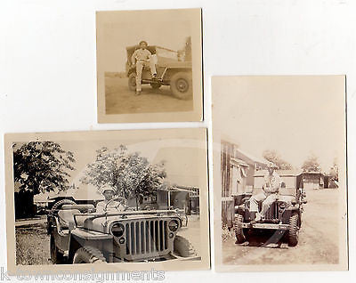 AFRICAN AMERICAN ARMY SOLDIERS IN MILITARY JEEPS VINTAGE WWII SNAPSHOT PHOTOS - K-townConsignments