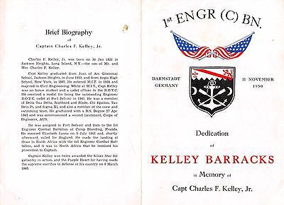 KELLEY BARRACKS GERMANY 1ST ENGINEER BATTALION VINTAGE DEDICATION DINNER MENU - K-townConsignments
