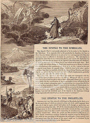 Ephesians & Philippians Antique Graphic Illustrated Bible Commentary Print 1872 - K-townConsignments