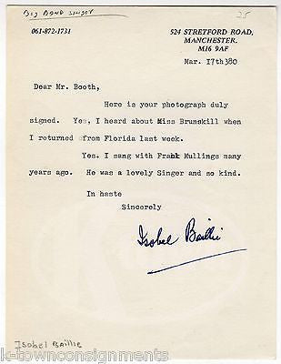 ISOBEL BAILLE SCOTTISH SOPRANO OPERA SINGER VINTAGE AUTOGRAPH SIGNED LETTERHEAD - K-townConsignments