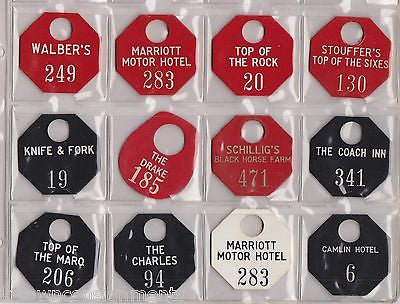 EARLY AMERICAN HOTELS VINTAGE PLASTIC ROOM KEY CHAIN TAGS - K-townConsignments