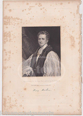 REGINALD HEBER ANGLICAN BISHOP OF CALCUTTA ANTIQUE GRAPHIC ENGRAVING PRINT - K-townConsignments