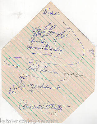 TED LEWIS BIG BAND MUSIC SINGER & TWO OTHERS VINTAGE AUTOGRAPH SIGNATURE PAGE - K-townConsignments