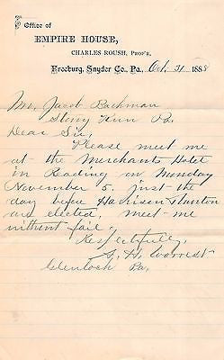 EMPIRE HOUSE FREEBURG SNYDER COUNTY PENNSYLVANIA ANTIQUE ADVERTISING LETTERHEAD - K-townConsignments