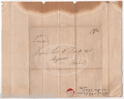 THOMAS W. SMITH AUGUSTA MAINE ANTIQUE AUTOGRAPH SIGNED LETTER POSTAL STAMP 1835 - K-townConsignments