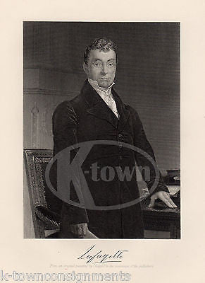 GILBERT-MOTIER DE LAFAYETTE MARSHAL ANTIQUE PORTRAIT ENGRAVING PRINT BIO - K-townConsignments