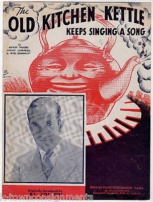 OLD KITCHEN KETTLE KEEPS SINGING A SONG AL JOLSON GRAPHIC ART SHEET MUSIC 1932 - K-townConsignments