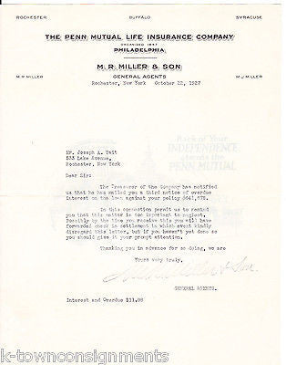 PENN MUTUAL LIFE INSURANCE PHILADELPHIA ANTIQUE GRAPHIC ADVERTISING LETTERHEAD - K-townConsignments