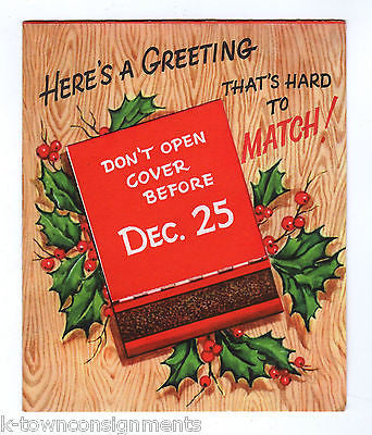 Christmas Matchbook Hearts Desire Fire Vintage Graphic Illustrated Holiday Card - K-townConsignments