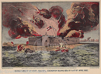 FORT PULASKI COCKSPUR ISLAND GEORGIA VINTAGE CIVIL WAR NAVY BATTLE POSTER PRINT - K-townConsignments