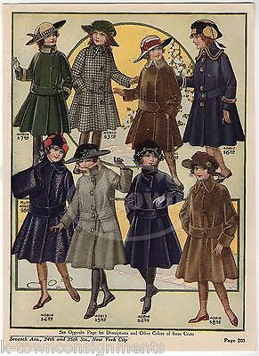 LITTLE GIRLS FASHION DESIGN WINTER COATS ANTIQUE GRAPHIC ART ADVERTISING PRINT - K-townConsignments
