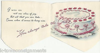 You Take the Cake Vintage Graphic Art Birthday Greetings Card - K-townConsignments