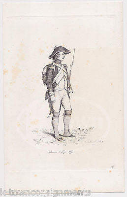 FRENCH INFANTRY SOLDIER IN UNIFORM INFANTERIE ANTIQUE GRAPHIC ENGRAVING PRINT - K-townConsignments