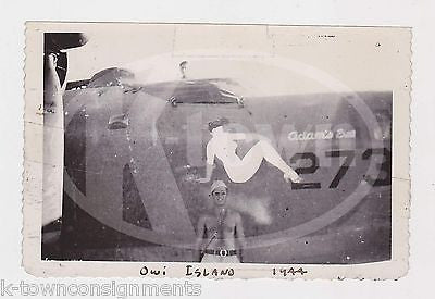 ADAM'S EVE WWII BOMBER PLANE PIN-UP NOSE ART ORIGINAL MILITARY SNAPSHOT PHOTO - K-townConsignments