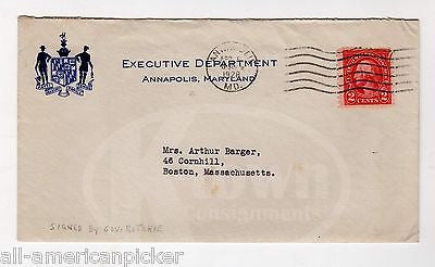 ALBERT RITCHIE MARYLAND GOVERNOR AUTOGRAPH SIGNED LETTER & MAIL COVER 1928 - K-townConsignments