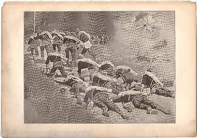 ARMY TAKES COVER CANNON BLAST ANTIQUE REMINGTON GRAPHIC ILLUSTRATION PRINT 1902 - K-townConsignments