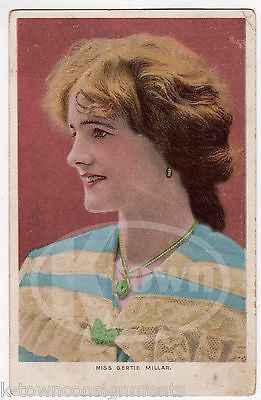 GERTIE MILLAR THEATRE STAGE ACTRESS IN COLOR COSTUME ANTIQUE PHOTO POSTCARD - K-townConsignments