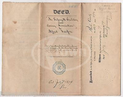 LAFAYETTE BUILDING READING PENNSYLVANIA DANIEL ZIMMERMAN ANTIQUE LEGAL DEED 1879 - K-townConsignments