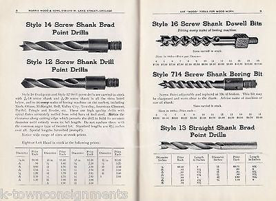 MORRIS WOOD DRILLS CUTTERS TOOLS ANTIQUE GRAPHIC ILLUSTRATED DRILL BUT CATALOG - K-townConsignments