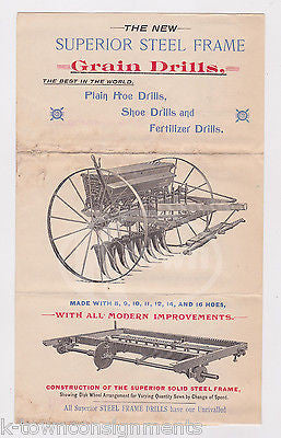 SUPERIOR DRILL Co FARMING IMPLIMENTS ANTIQUE GRAPHIC ADVERTISING POSTER 1890s - K-townConsignments