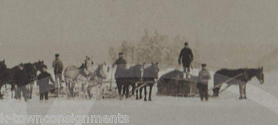 HORSE DRAWN SNOW SLEIGH DRIVER TEAMS IDed ANTIQUE OUTDOOR GROUP PHOTOGRAPH - K-townConsignments