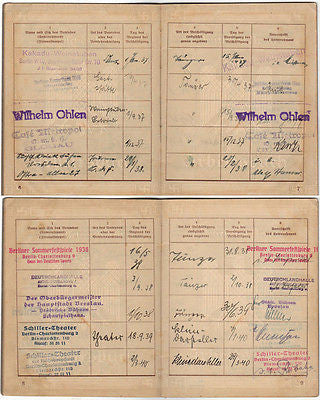 WWII BERLIN GERMANY ART DEALER ORIGINAL WORK PASSPORT TRAVEL DOCUMENTS 1935-1939 - K-townConsignments