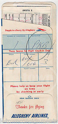 ALLEGHENY AIRLINES NEW YORK VINTAGE GRAPHIC ADVERTISING FLIGHT TICKET STUB - K-townConsignments