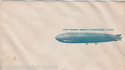 HINDENBURG EUROPE AMERICA FLIGHT ZEPPELIN AIRSHIP GRAPHIC ILLUSTRATED MAIL COVER - K-townConsignments