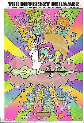 DIFFERENT DRUMMER NY CLOTHING STORE VINTAGE PETER MAX GRAPHIC ART POSTER PRINT - K-townConsignments