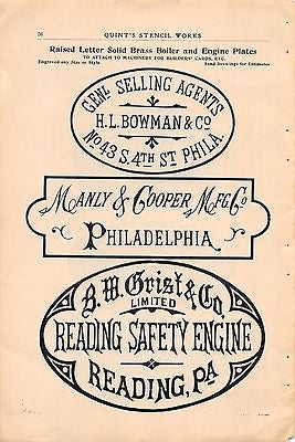 READING PA SAFETY ENGINE COMPANY CREST ANTIQUE SALES CATALOG ADVERTISING PAGE - K-townConsignments