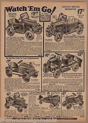 CADILLAC MACK TRUCK FIRE CAR ANTIQUE SEARS ROEBUCK PEDAL CARS ADVERTISING PRINT - K-townConsignments