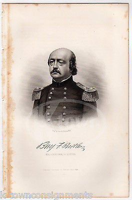 BENJAMIN BUTLER CIVIL WAR GENERAL ANTIQUE GRAPHIC ENGRAVING PRINT 1863 - K-townConsignments